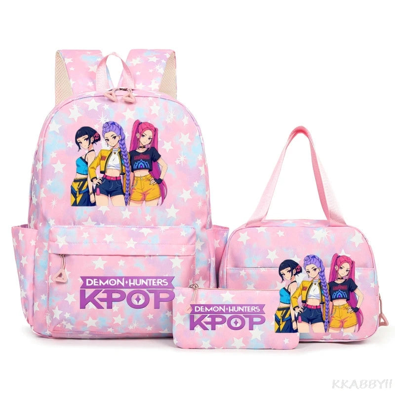 KPop Demon Hunters Schooltas met Lunchtas – Kleurrijk