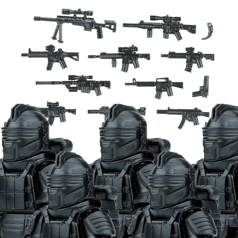 Bouwblokjes Figuren Commando Speciale Eenheid Leger met Wapens en Accessoires