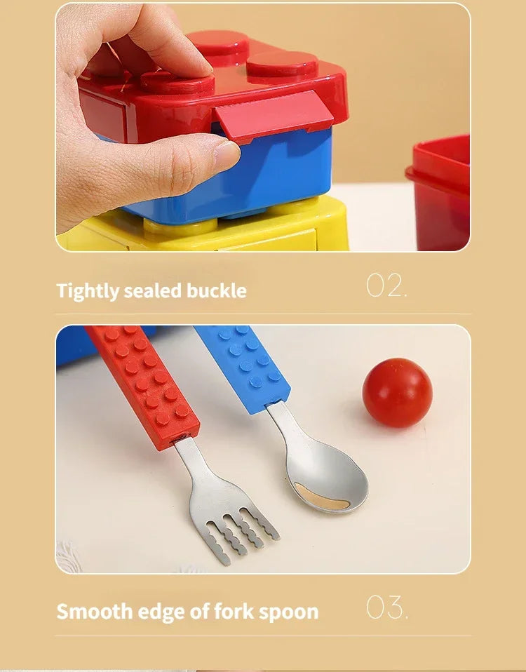 Kleurrijke Lunchbox met Bouwstenen voor Kinderen - Lekdicht en Magnetronbestendig