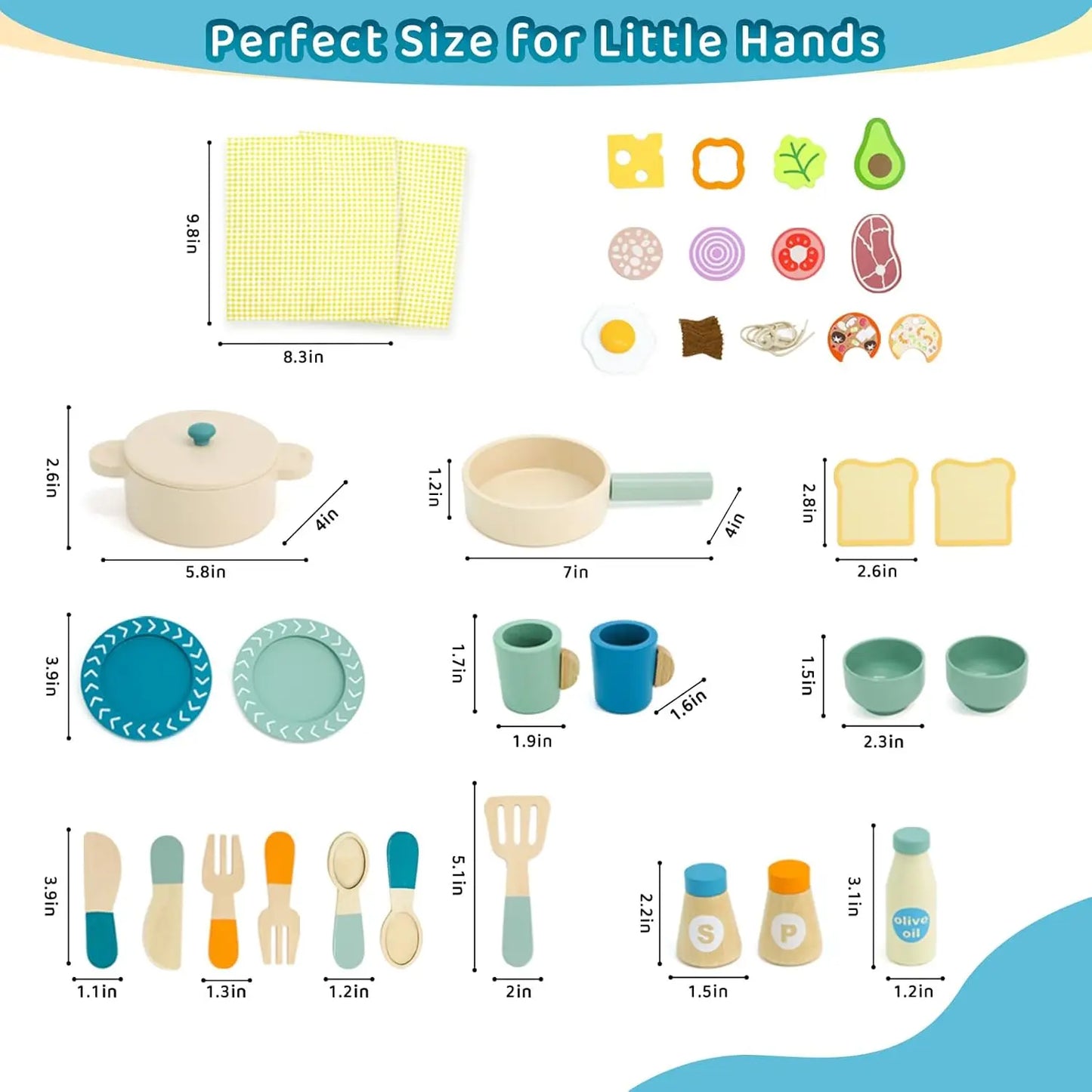 Houten Speelgoed Keuken Accessoires Set - Snijvoedsel & Ontbijt