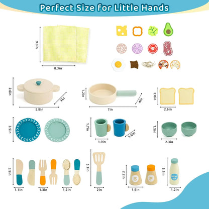 Houten Speelgoed Keuken Accessoires Set - Snijvoedsel & Ontbijt