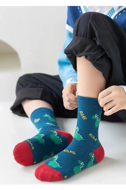 5 Paar Unisex Kindersokken met Dinosaurus-design
