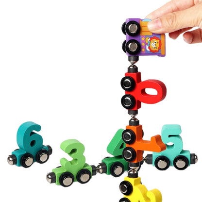 Houten Magneet Trein met Cijfers | Montessori Peuterspeelgoed