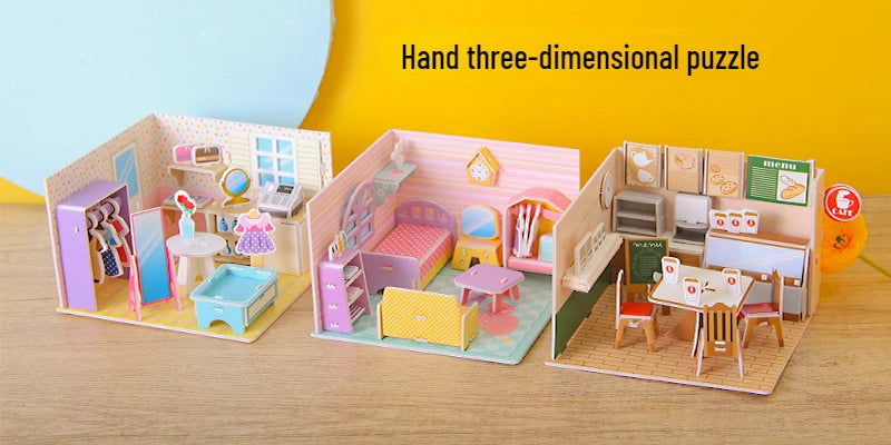 3D Papieren Puzzel – Educatief Bouwpakket Koffiehuis voor Kinderen