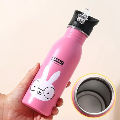 500ml Roestvrijstalen Waterfles met Rietje voor Kinderen