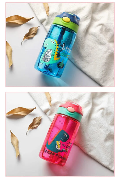 Kinder Drinkfles met Tuitbeker en Rietje – Lekvrij Dino – 480 ml