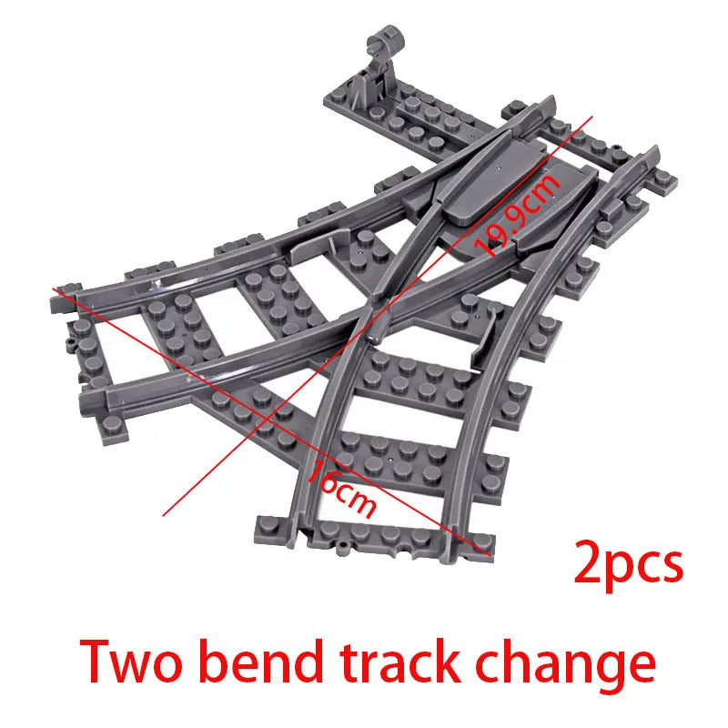 Flexibele Treinrails Set met Wissels en Bochten - Compatibel met Lego Bouwblokken