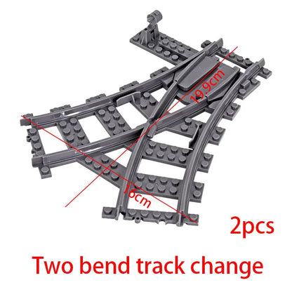 Flexibele Treinrails Set met Wissels en Bochten - Compatibel met Lego Bouwblokken