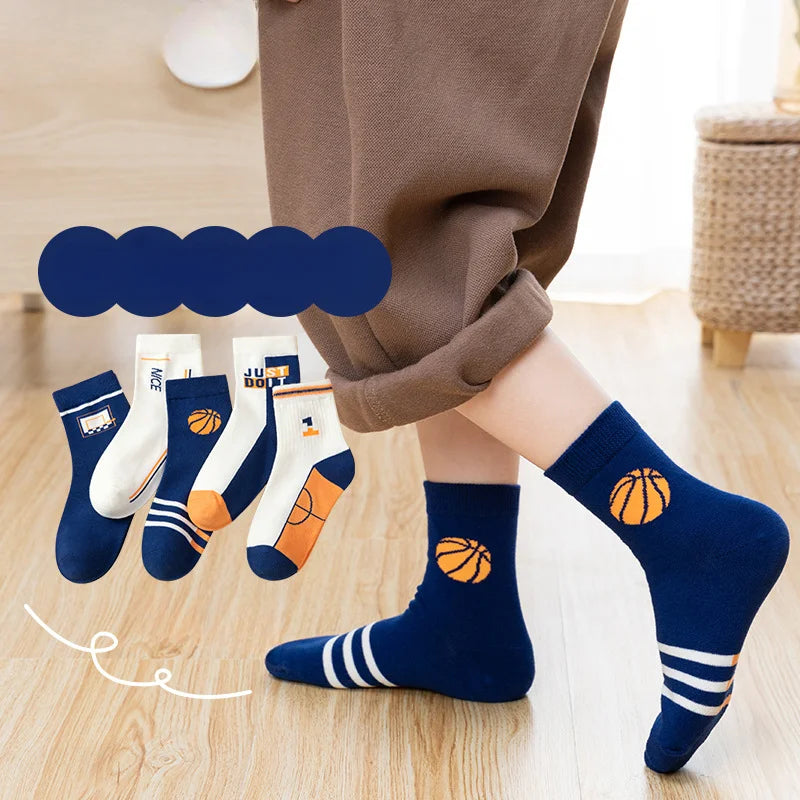 5 Paar Unisex Kindersokken met Dinosaurus-design