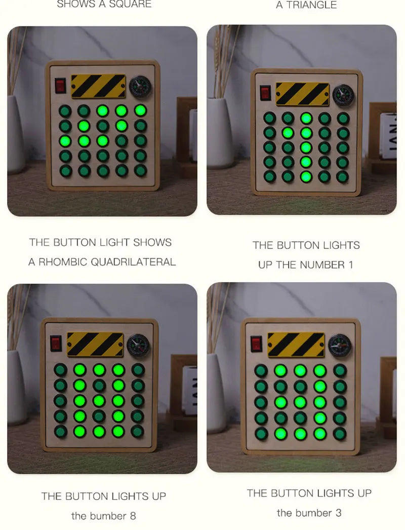 Houten Speelbord met LED Lichtschakelaars voor Kinderen 3-6 Jaar
