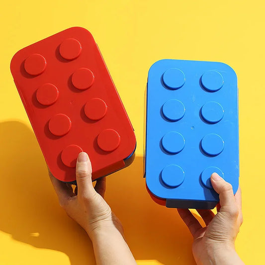 Lekvrije Broodtrommel met Bouwblokjes - Verdeeld & Magnetronbestendig