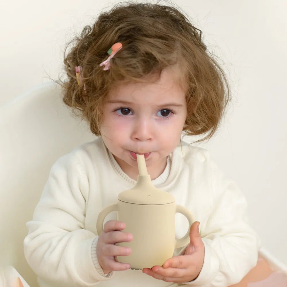 Baby Leren Drinkbeker met Rietje - Siliconen en Comfortabele Handvatten