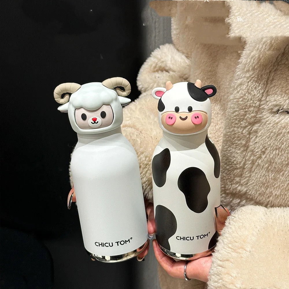 RVS Dieren Thermosfles met Rietje 480ml