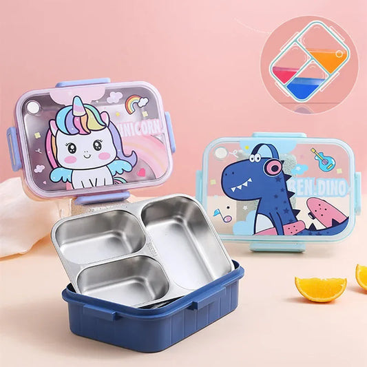 800ml RVS Cartoon Lunchbox met Lepel voor Kinderen, Lekdicht