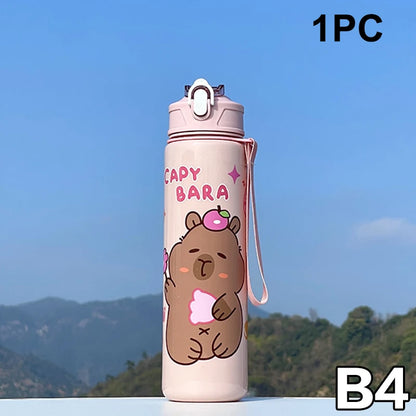 Draagbare Capybara Drinkfles met Rietje 800ml - Lekvrij voor Kinderen