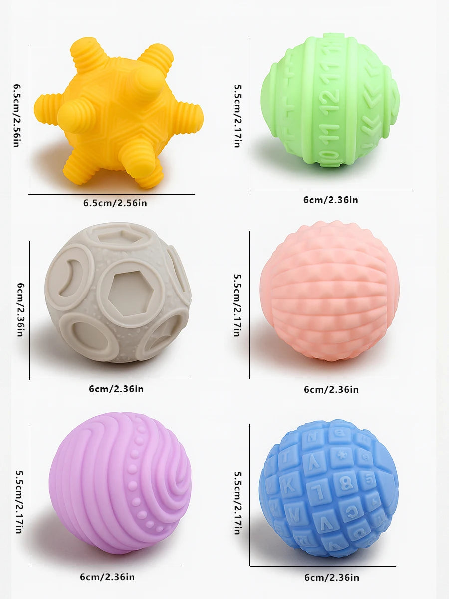 Set van 6 Baby Sensorische Ballen – Bijt- en Ontwikkelingsspeelgoed