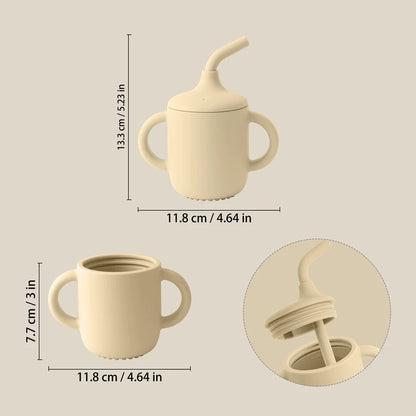 Baby Leren Drinkbeker met Rietje - Siliconen en Comfortabele Handvatten