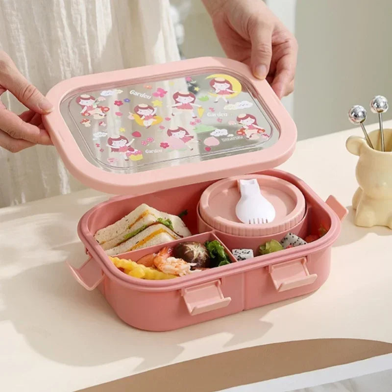 Cartoon Lunchbox met Soepkom – Lekvrij en Draagbaar