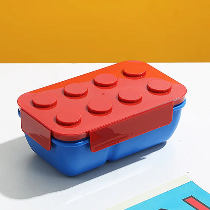 Lekvrije Broodtrommel met Bouwblokjes - Verdeeld & Magnetronbestendig