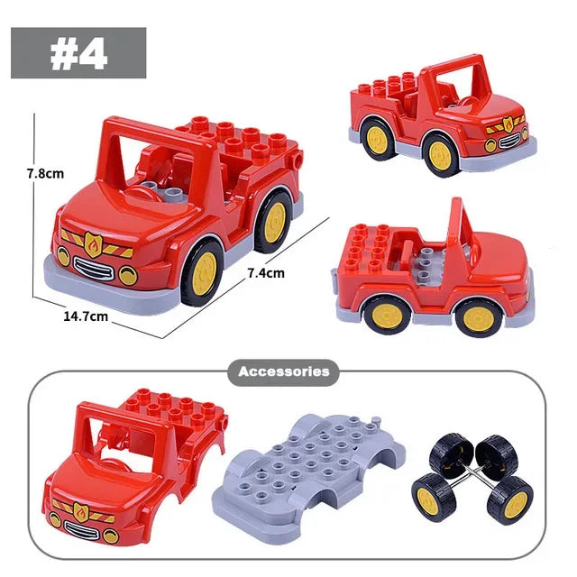 Voertuigen set voor grote bouwstenen – Compatibel met Duplo®