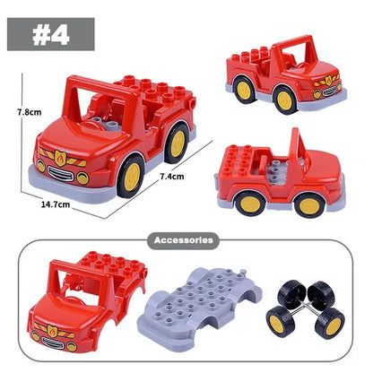 Voertuigen set voor grote bouwstenen – Compatibel met Duplo®