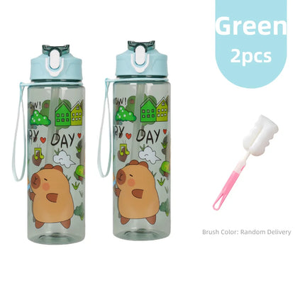 Lekvrije Kinder Waterfles met Rietje en Cartoon 800ml