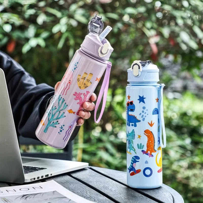Lekvrije Dinosaurus Waterfles 750ml met Rietje voor Kinderen