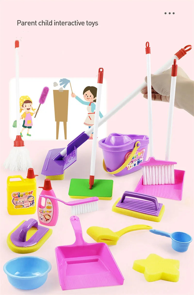 Schoonmaakset voor Kinderen: Bezem, Stoffer, Blik, Emmer en Dweil