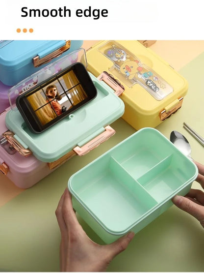 Bento Lunchbox met Dinosaurus voor Kinderen - 3 Vakken, Verwarmbaar