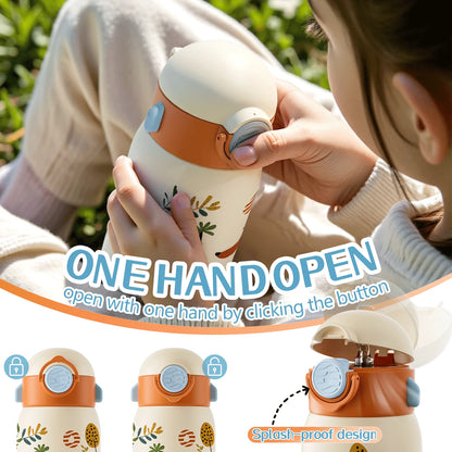 RVS Thermosfles Kind 400ml met Cartoonpatroon en Zakje
