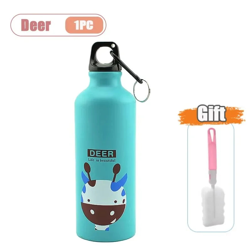 Dubbelwandige Geïsoleerde Drinkfles 500 ml met Leuke Dierenprint voor Kinderen