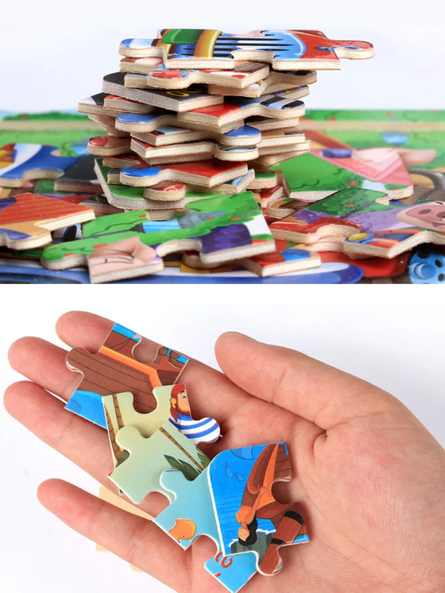 Houten Legpuzzel voor Kinderen - Dieren en Voertuigen