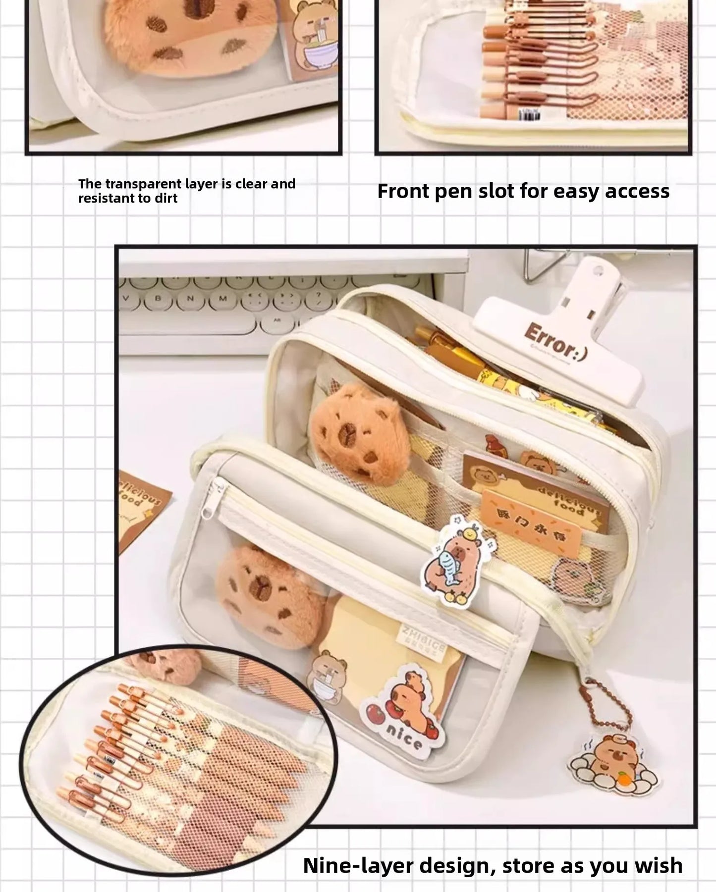 Grote Canvas Etui met Dierenprint voor Kinderen