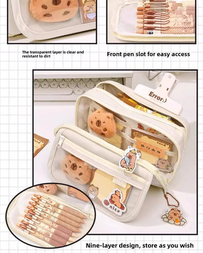 Grote Canvas Etui met Dierenprint voor Kinderen