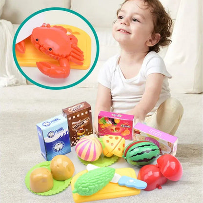 Kinder Supermarkt Winkelwagentje Speelset met Snijfruit en Accessoires (15-delig)