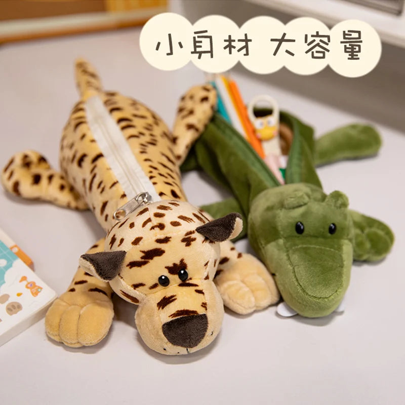 Pluche Etui met Vrolijke Dieren – Grote Capaciteit voor Kinderen