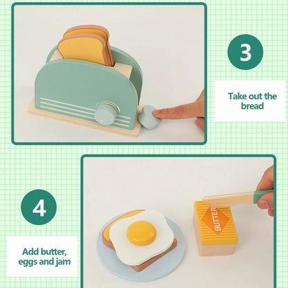 Houten Broodrooster Speelgoed Set voor Kinderen | Educatief en Veilig