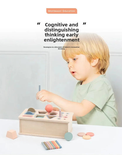 Houten Montessori Sorteerbox voor Kleuren en Vormen met Lade