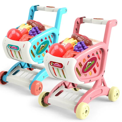 Kinder Supermarkt Winkelwagentje Speelset met Snijfruit en Accessoires (15-delig)