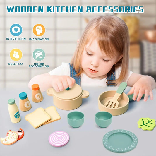 Houten Speelgoed Keuken Accessoires Set - Snijvoedsel & Ontbijt