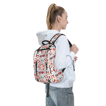 Unisex Schooltas met Brandweerwagen Patroon