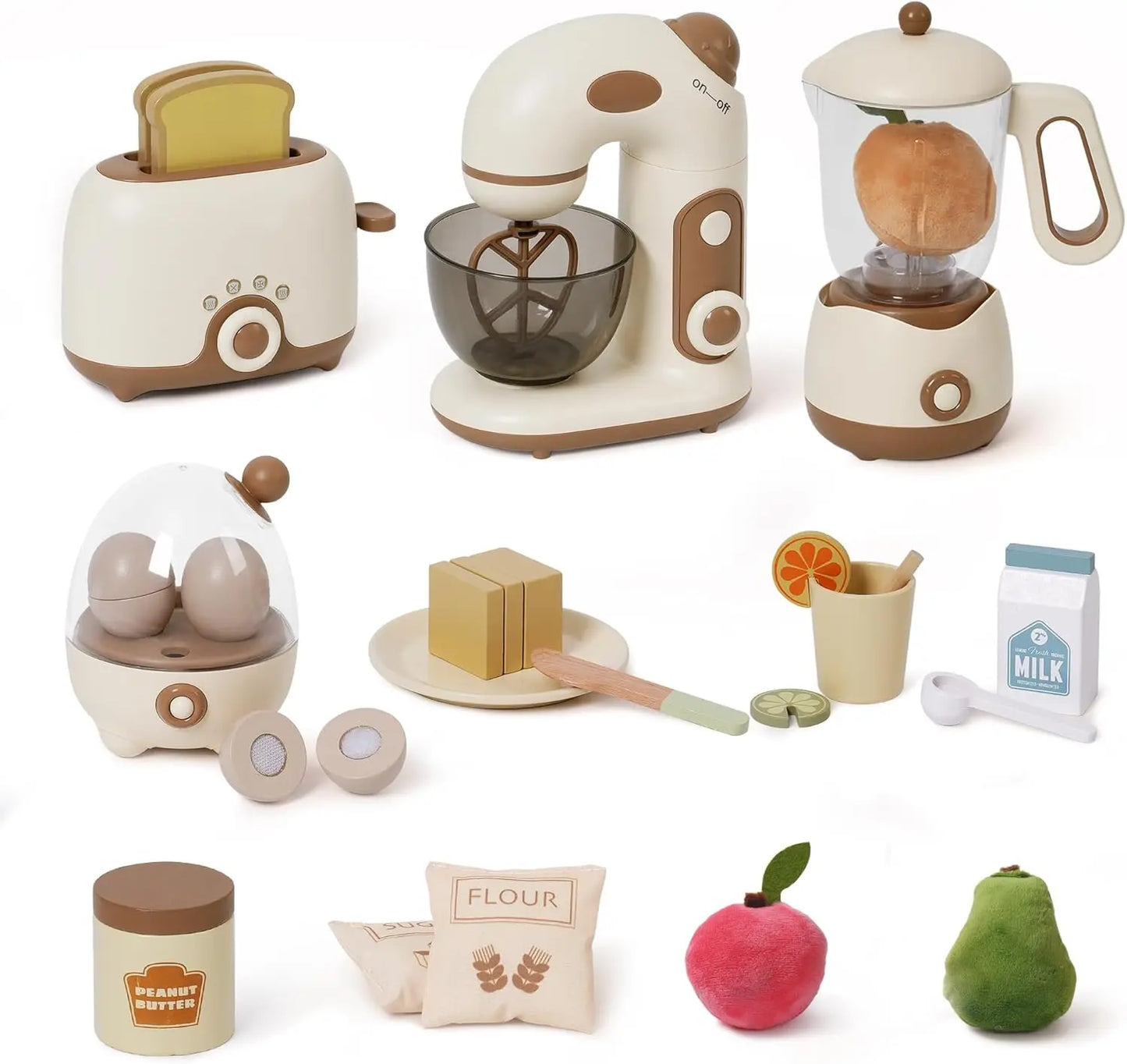 Plastic speelgoed keukenapparaten set met broodrooster, mixer en blender
