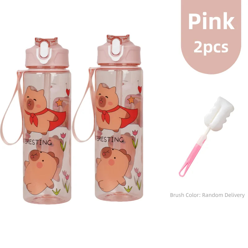 Lekvrije Kinder Waterfles met Rietje en Cartoon 800ml
