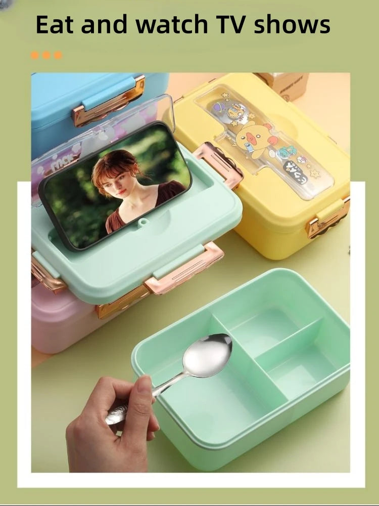 Bento Lunchbox Dinosaurus voor Kinderen - 3 Vakken & Magnetronbestendig