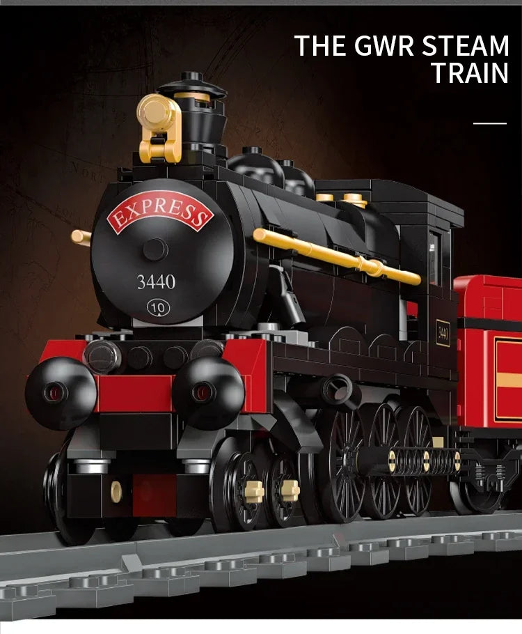 Bouwset Stoomtrein met Goederenwagon en Rails – 789 Stukjes (geen doos)