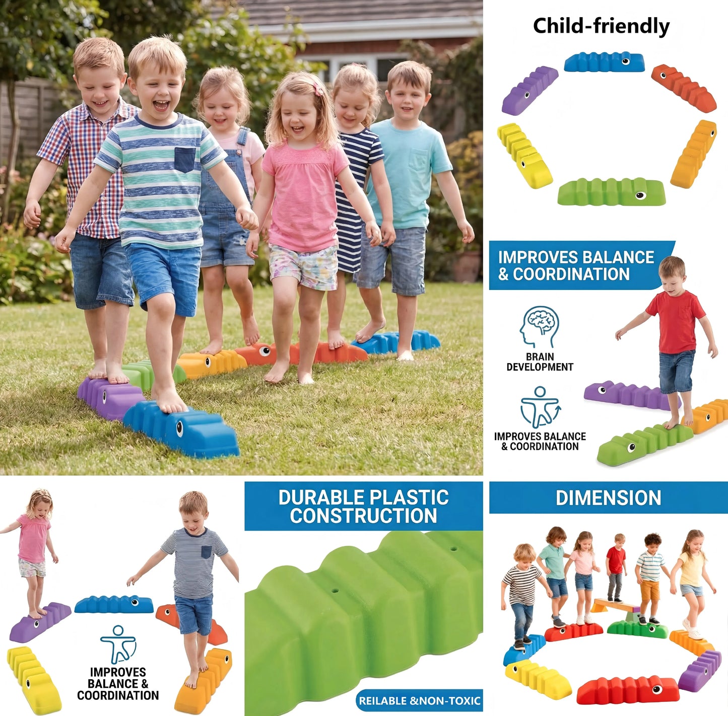 6-Delige Anti-slip Balansbalk Set voor Kinderen | Binnen en Buiten