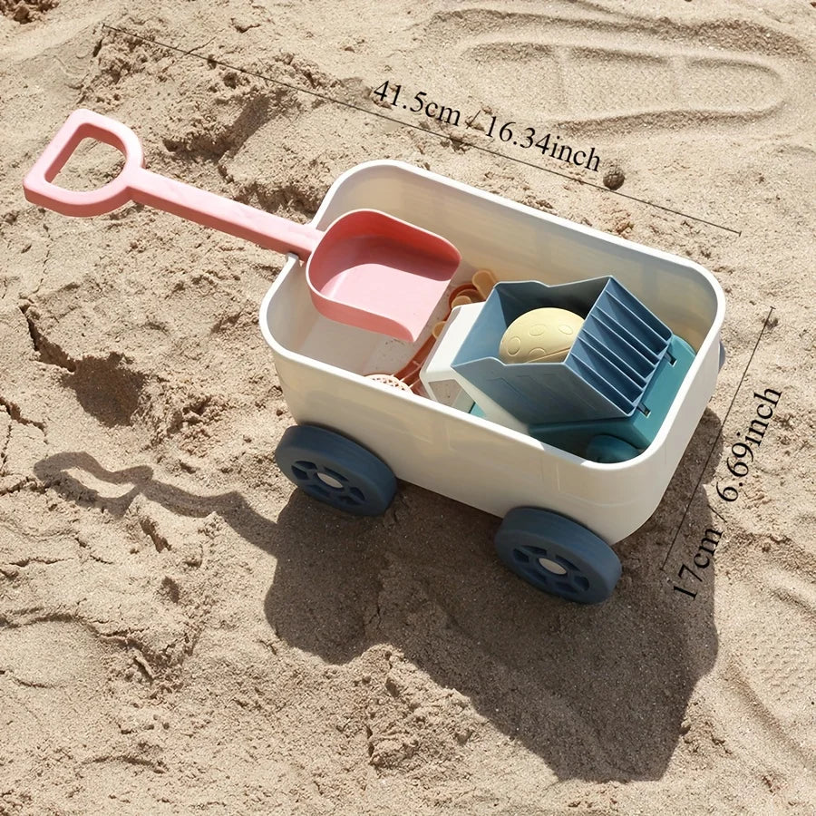 Zandbak en strandspeelgoed set met vrachtwagen, schep en hark