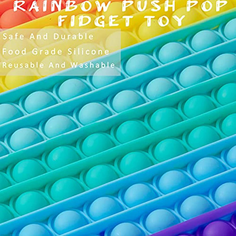 Groot Regenboog Pop-It Fidget Speelgoed – 30 cm – Tegen Stress en Verveling