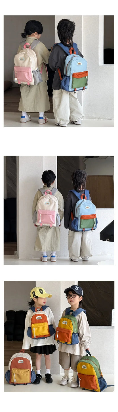 Lichtgewicht Kleurenblok Schoolrugzak - Waterproof & Comfortabel voor Kinderen