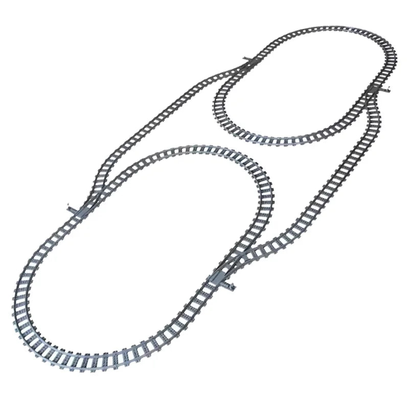 Compatibel LEGO Treinrails Bouwblokken Set met Kruising en Flexibele Sporen